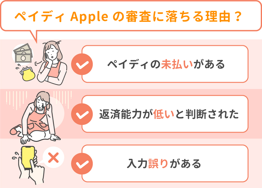 ペイディあと払いプランApple専用を現金化する方法|最短翌日の手順や代替案も解説 205 06_ペイディあと払いプランApple専用の審査に落ちる理由