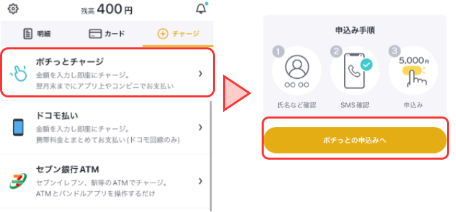 後払いアプリで競輪に投票する方法とは?限度額・審査・対応投票サイトも解説 126 ポチッとチャージ申し込みの流れ説明