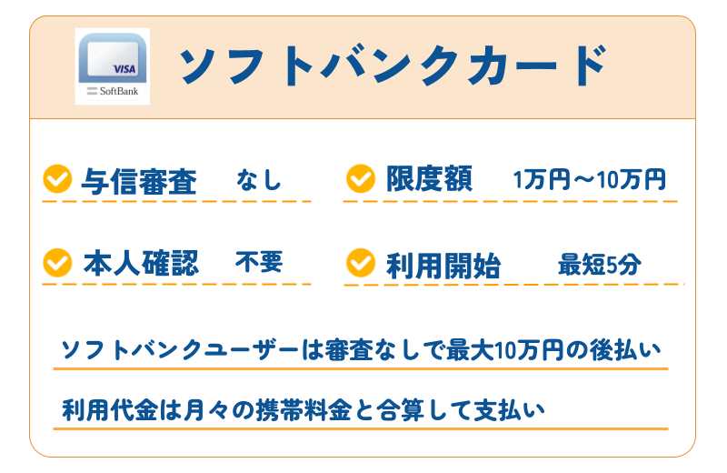 【2026年最新】審査なしで使えるおすすめ後払いアプリ40選|コンビニ・バーチャルカード・チャージ対応 281 ソフトバンクカード