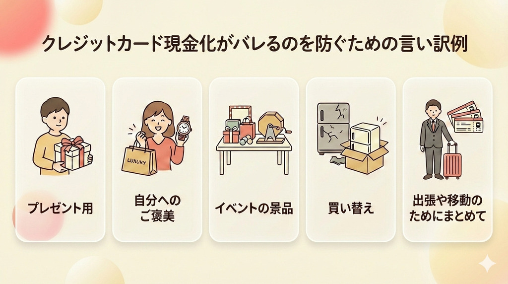 GK_クレジットカード現金化がバレるのを防ぐための言い訳例