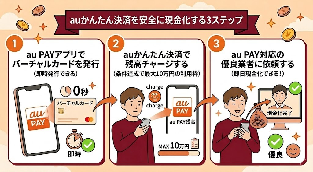 auかんたん決済３ステップ