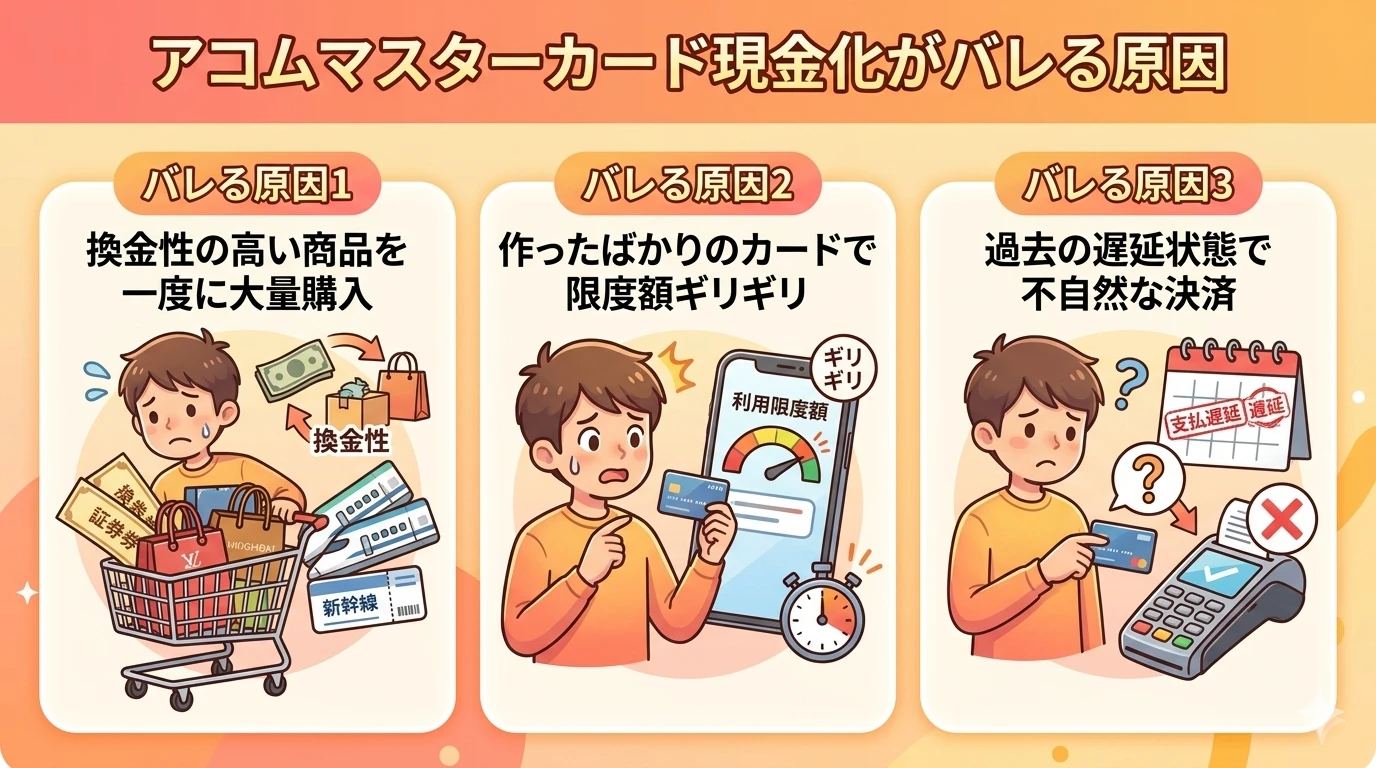 GK-アコムマスターカードの現金化がバレる原因