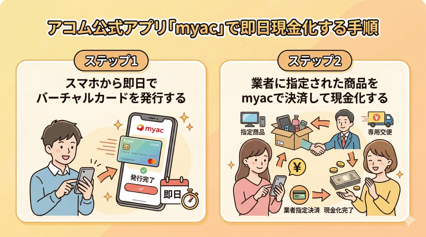 GK-アコム公式アプリ「myac」で即日現金化する手順