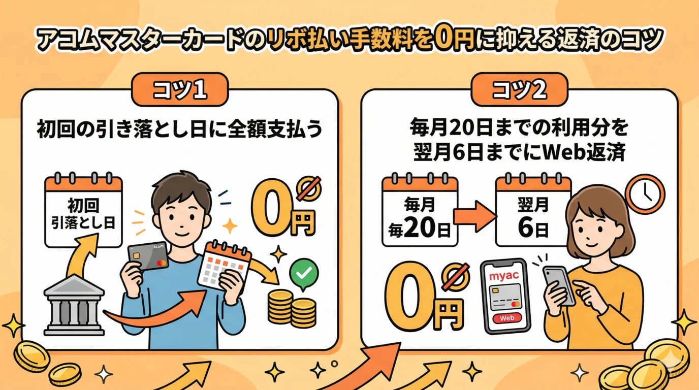GK-アコムマスターカードのリボ払い手数料を0円に抑える返済のコツ