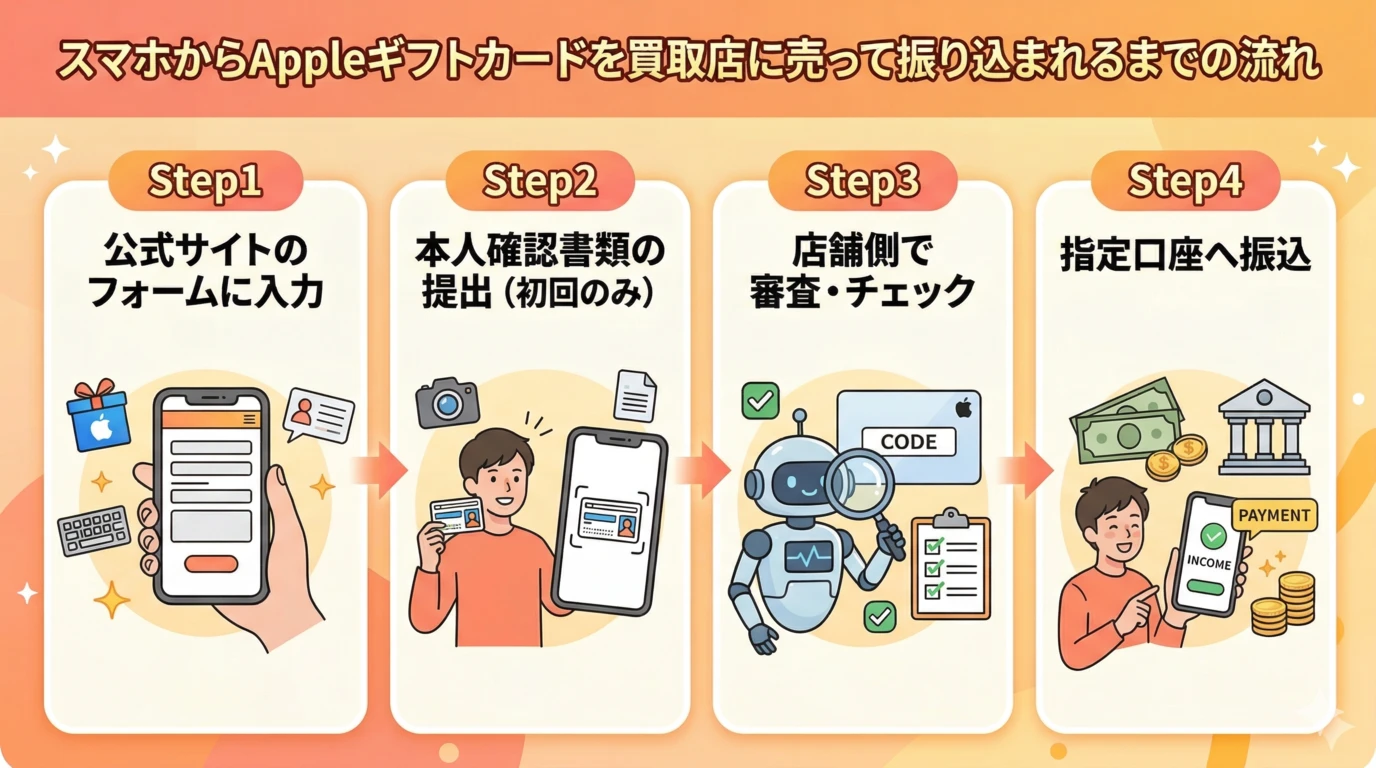 【2026年3月最新】Appleギフトカード買取の優良店10選と注意点 386 GK-スマホからAppleギフトカードを買取店に売って振り込まれるまでの流れ