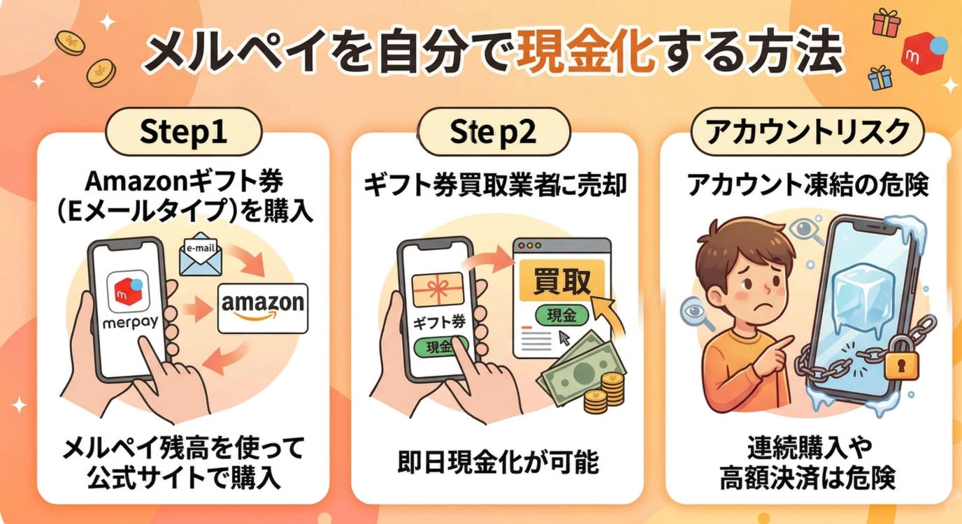 【2026年最新】メルペイを即日現金化する方法|リスク対策も解説 102 GK-メルペイを自分で現金化する方法