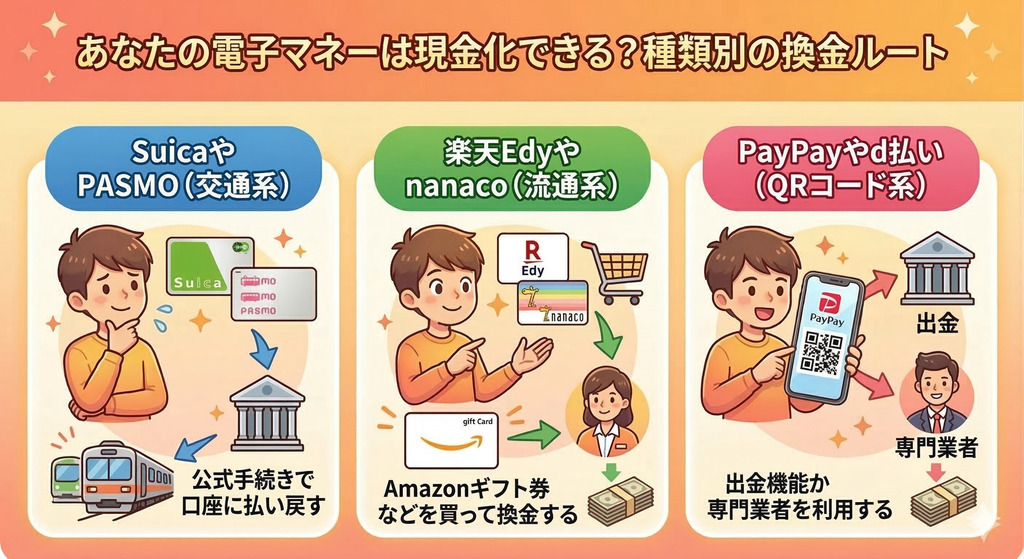 GK_あなたの電子マネーは現金化できる？種類別の換金ルート