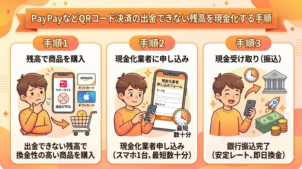 GK_PayPayなどQRコード決済の出金できない残高を現金化する手順