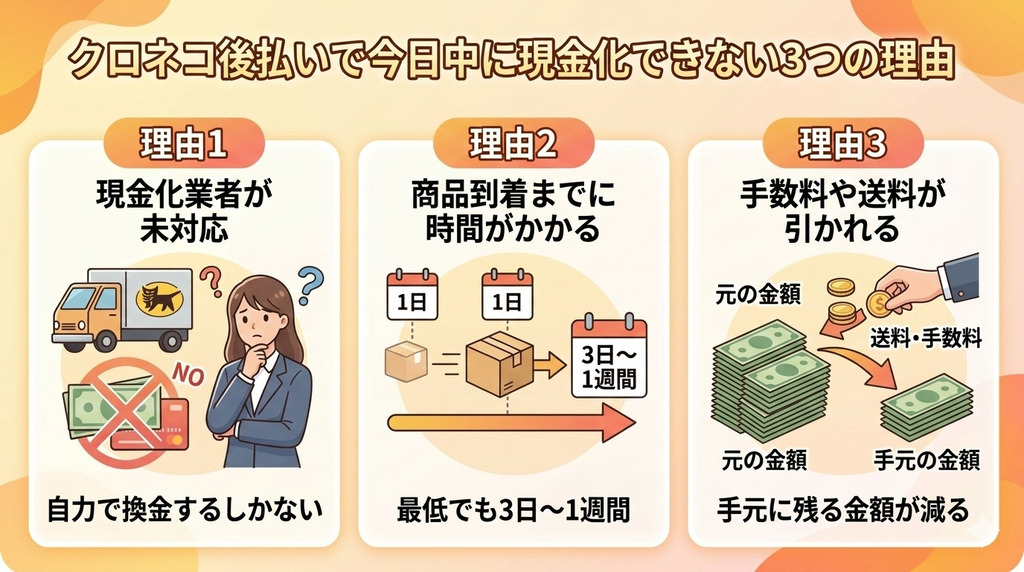 GK_クロネコ後払いで今日中に現金化できない3つの理由