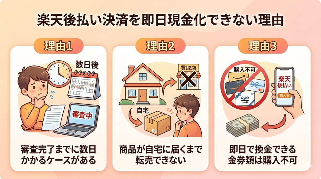 GK_楽天後払い決済を即日現金化できない理由