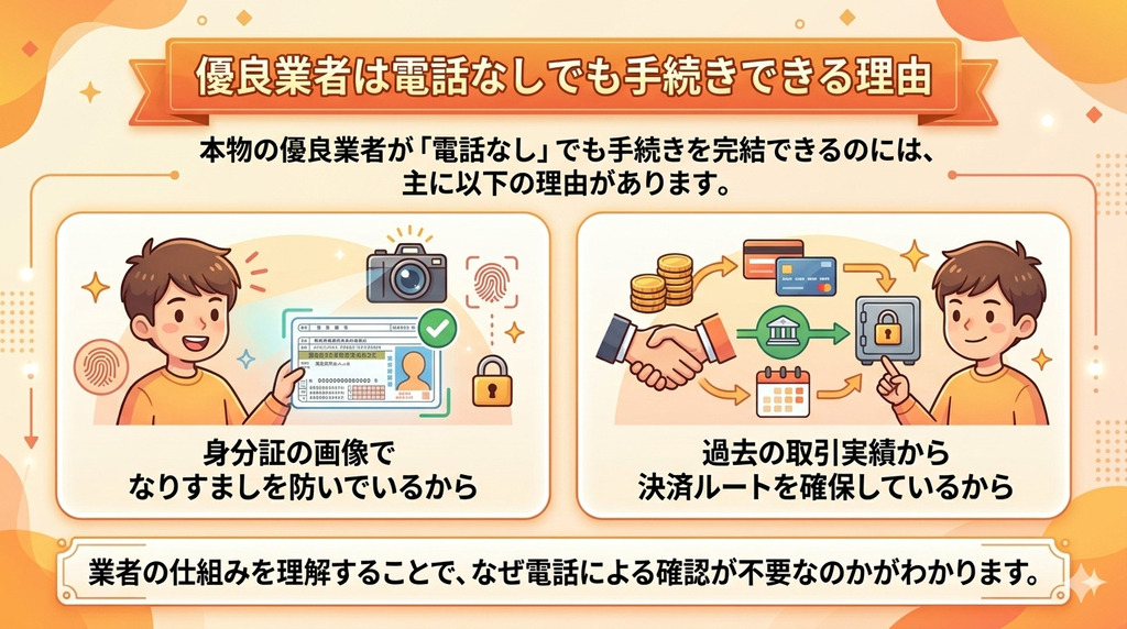 電話なし・在籍確認なしでクレジットカード現金化!即日対応の優良業者2選 85 GK_優良業者は電話なしでも手続きできる理由
