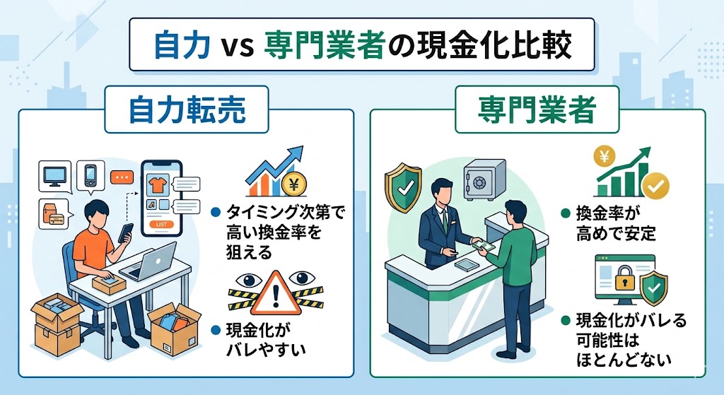 gk-自分vs業者で現金化比較