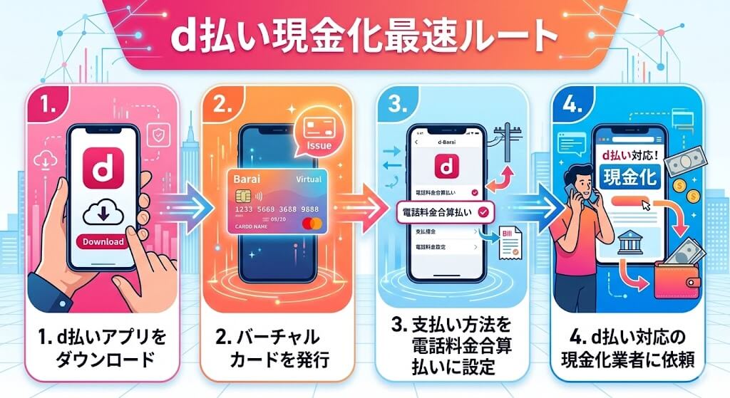 d払い現金化がバレる原因と対策!利用停止を防ぐ安全な方法も解説 122 gk-dbarai-genkinka-root