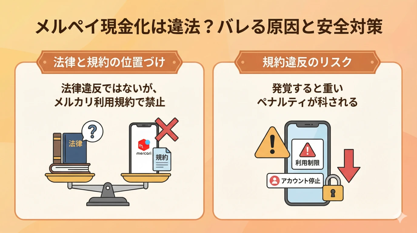 GK-メルペイ現金化は違法？バレる原因と安全対策